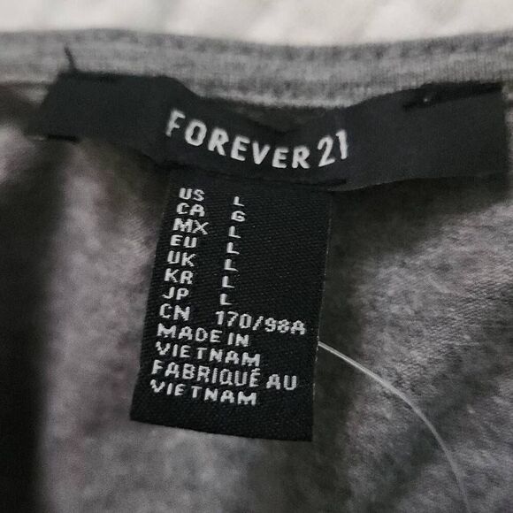 Forever 21 Women's Size Large Gray Black Zip Down Crop Top - Picture 2 of 5